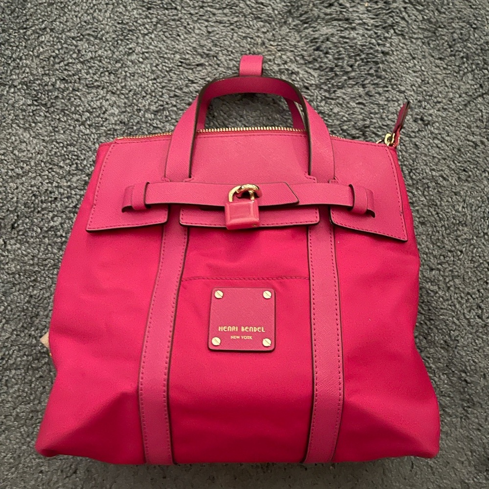 Henri Bendel Pink Backpack with Gold Accents